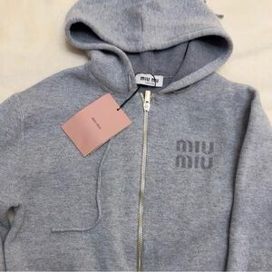 Miu Miu Gray Zip-Up Hoodie